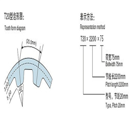 T20型双面齿同步带,T20型公制T型齿同步带(橡胶/聚胺酯),T20型橡胶同步带