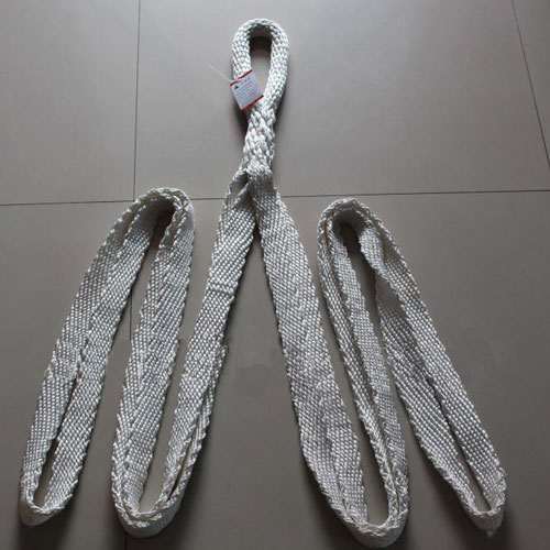 White flat braided lifting sling